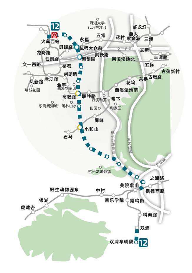 杭州地鐵四期的杭州地鐵12號線 從火車西站穿越未來科技城直到雙浦